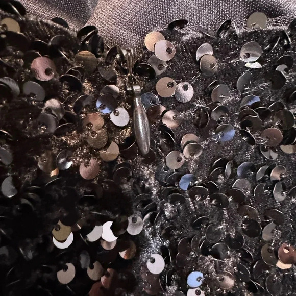 Women’s Black Sequin Mini Dress One Shoulder 3 Sequin Straps On Back Size 2 - Picture 3 of 7